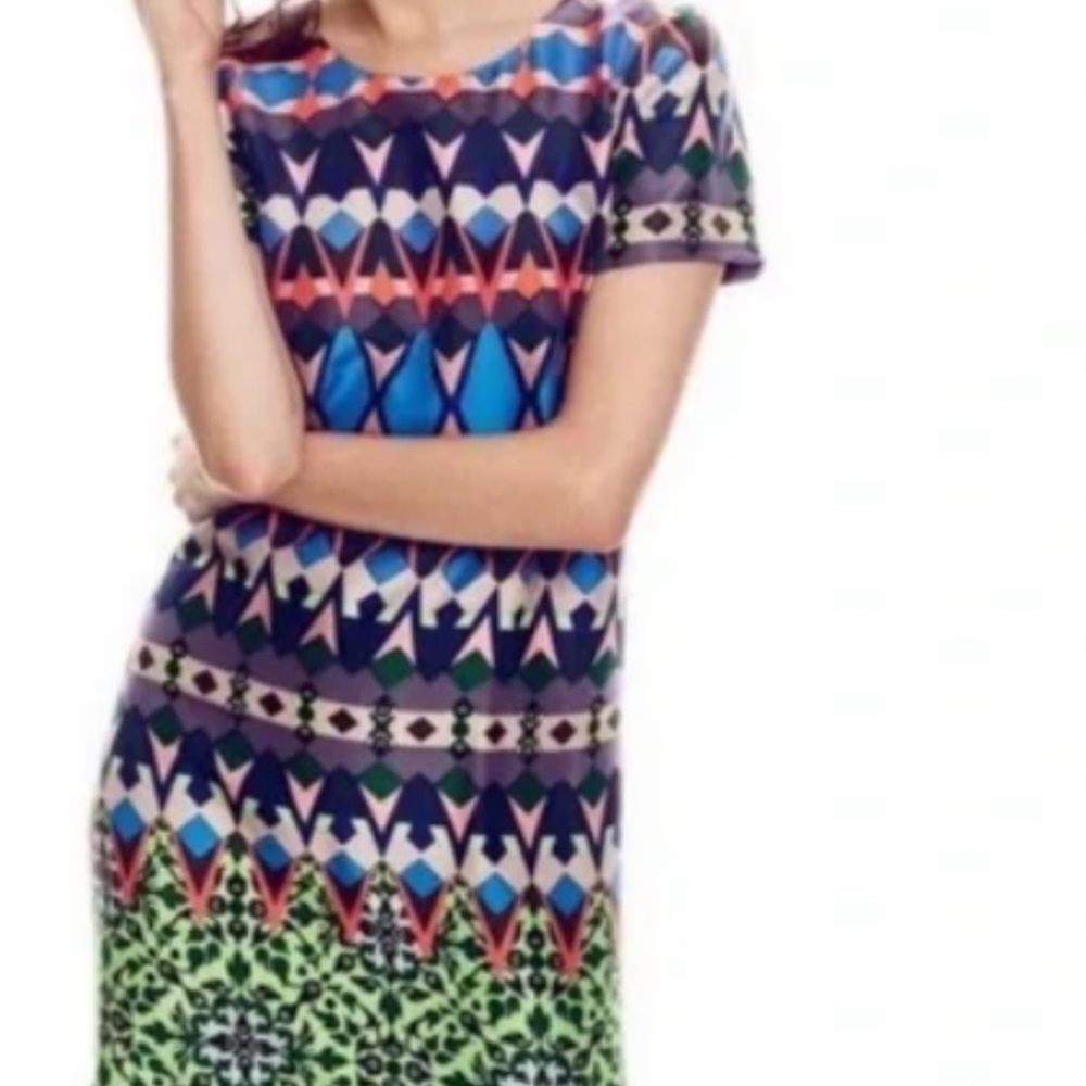 J. Crew Multicolor Geometric Midi Dress